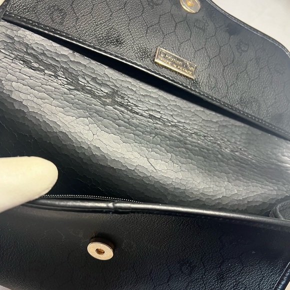 Vintage Christian Dior Logo Honeycomb Pattern Drawstring Chain Shoulder Bag - Picture 7 of 13